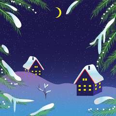 Poster - Christmas night vector background. Vector illustration.