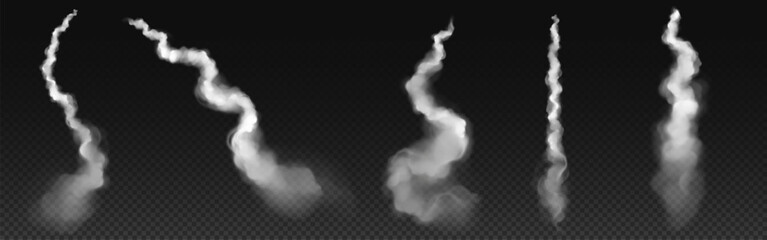Wall Mural - spiral plane jet condensation trail smoke isolated vector effect. airplane or rocket white cloud con