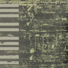 Wall Mural - abstract jazz background grunge piano keys on black