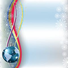 Sticker - christmas greeting planet earth on blue background