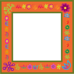 Poster - orange vector flowers frame