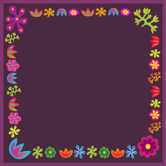 Poster - violet vector flowers frame square