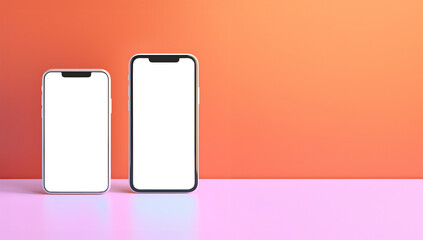 Fototapete - smartphone handphone phone with transparent screen cutout on bright background, PNG file. Mockup template for artwork design. Copy text space. 3D rendering
