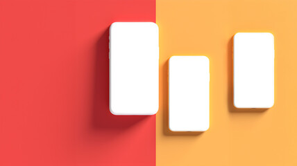 Fototapete - smartphone handphone phone with transparent screen cutout on bright background, PNG file. Mockup template for artwork design. Copy text space. 3D rendering