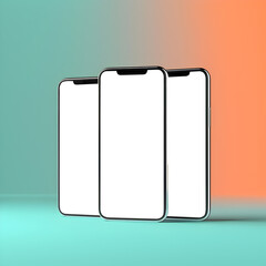 Fototapete - smartphone handphone phone with transparent screen cutout on bright background, PNG file. Mockup template for artwork design. Copy text space. 3D rendering