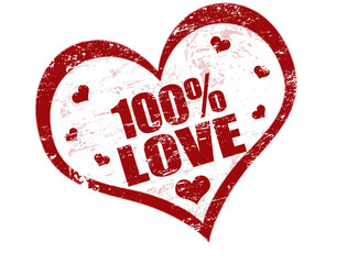 Wall Mural - One hundred percent love vector grunge stamp