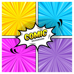 Abstract Comic book page background vector set.