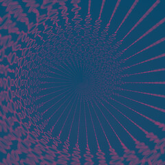 Leinwandbilder - Spiral divergent wave of red geometric shapes on blue background. 3d rendering digital illustration
