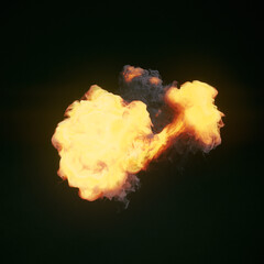 Aufkleber - Explosion with dark smoke mixing on black background. 3d rendering digital illustration