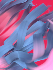 Leinwandbilder - Smooth wavy stripes of colorful fabric in the wind. Abstract digital illustration. 3d rendering creative background