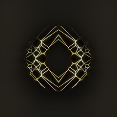 Aufkleber - Digital illustration of a futuristic gold construction on a dark background. 3d rendering pattern