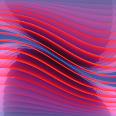 Aufkleber - Curved luminous stripes background of neon color. Abstract geometric texture. 3d rendering digital illustration