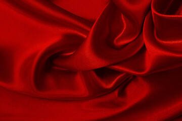 Wall Mural - Dark red fabric texture background, detail of silk or linen pattern.