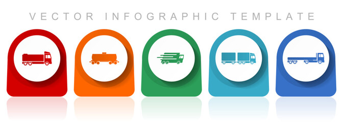 Fototapete - Transport icon set, flat design miscellaneous colorful icons such as truck, cistern, wagon and delivery for webdesign and mobile applications, infographic vector template in eps 10
