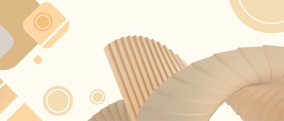 Aufkleber - 3D Geometric shape abstract background. Connecting ladder of success with origami concept of new generation of business leaders on yellow background. copy space, banner, website -3d rendering