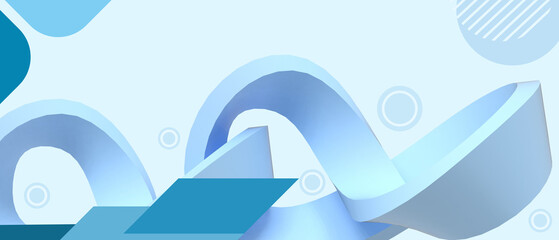 Aufkleber - Abstract background with digital geometric waves. success, goals, banking, finance, investment, leadership triumph, technology connection, ฺBusiness idea and teamwork on blue background -3d rendering