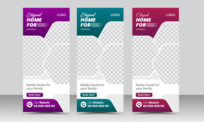 real estate roll up or pull up banner design template stand banner layout