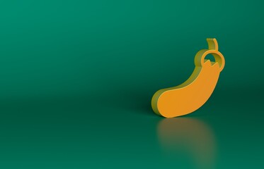 Poster - Orange Eggplant icon isolated on green background. Minimalism concept. 3D render illustration