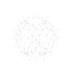 Poster - Sphere made up of points and lines on white background. Network connection structure. Big data visualization. 3d rendering.