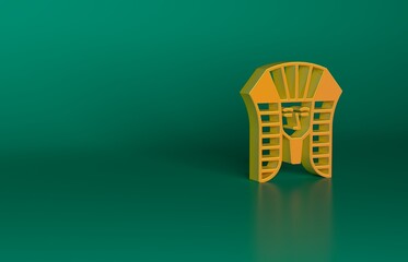 Sticker - Orange Egyptian pharaoh icon isolated on green background. Minimalism concept. 3D render illustration