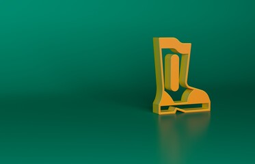 Poster - Orange Fire boots icon isolated on green background. Minimalism concept. 3D render illustration