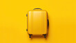 Travel suitcase on yellow background. Generative AI