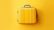 yellow travel bag on vivid background. Generative AI
