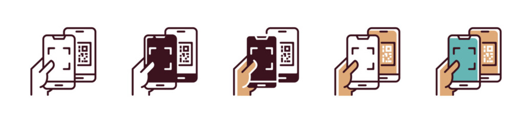 Poster - QR code scan payment icon vector. mobile frame scanner payment and identification app or web illustration design