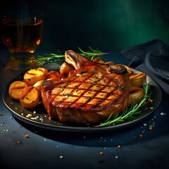 Wall Mural - Grilled Pork Chops, Image Ai Generated