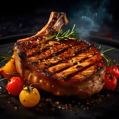 Wall Mural - Grilled Pork Chops, Image Ai Generated