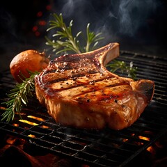 Wall Mural - Grilled Pork Chops, Image Ai Generated