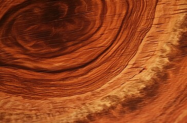 Generate an ultra-realistic texture of wood with visible rings and grain, emphasizing the natural beauty of solid redwood in close-up view