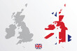 Set of political maps of United Kingdom with regions isolated and flag on white background