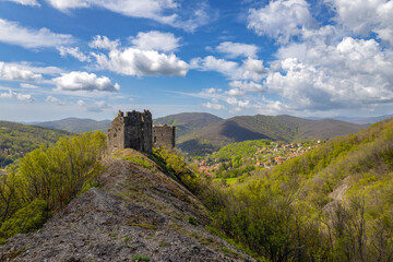 Wall Mural - Ruins of the castle of Savignone in the Ligurian hinterland of Genoa, Italy