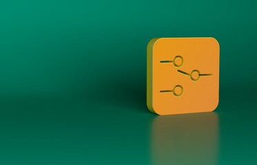 Canvas Print - Orange Switch in electronic circuit icon isolated on green background. Minimalism concept. 3D render illustration