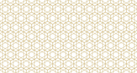 Wall Mural - Gold hexagon grid line seamless pattern,, png with transparent background