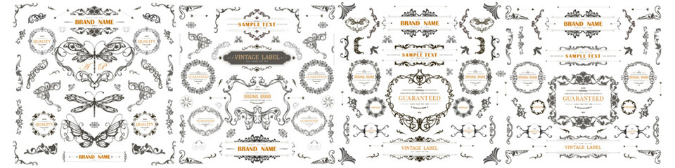 Wall Mural - set of vintage decorations flourishes elements.