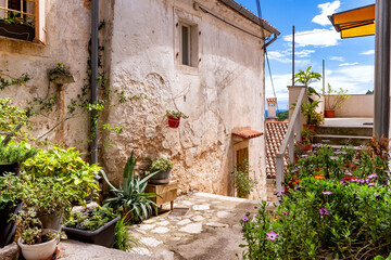 Wall Mural - Brsec, Croatia, idyllic old town scene