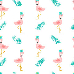  Seamless pattern with flamingo. Vector illustrations