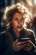 © MiraCle72 - Portrait of the shocked woman after news from mobile phone, created with generative AI