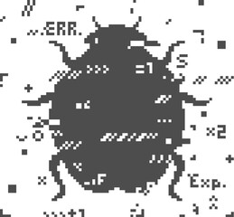 Leinwandbilder - Glitch bug. Software malware, program hack or virus attack vector concept with pixel bug or insect symbol. Cyber security, hacking threat and code fail, Internet data protection background