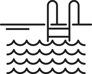 Poster - Swimming pool line icon, hotel service accommodation linear symbol. Vector pool sport activity sign for website design, mobile app, ui