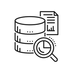 Poster - Database, network server, cloud storage line icon. Backup server center, hosting platform or SQL database service outline vector sign. Compute and connection infrastructure, datacenter line icon