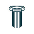 Ancient Greek column pillar icon, legal attorney or law office and notary service, vector symbol. Lawyer firm or legislation judicial company sign for juridical counsellor and civil rights courtroom