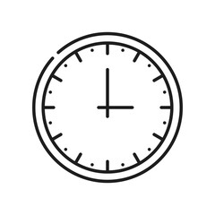 Poster - Clock timer watch with dial face hands, outline icon. Vector alarm stopwatch, retro watch face with round shape dial. Antique wall watch, time sign, timepiece