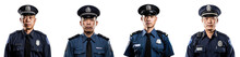 Collage Of Asian Chinese Police Officers Of Different Ages Faces Of Various People For Userpic And Profile Picture. Transparent Background. Generative AI