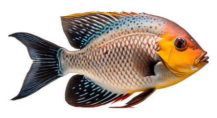 Sticker - Exotic fish isolated on the transparent background PNG. AI generative.