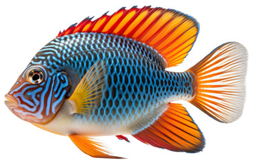 Wall Mural - Exotic fish isolated on the transparent background PNG. AI generative.