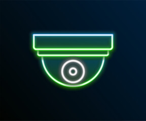 Sticker - Glowing neon line Motion sensor icon isolated on black background. Colorful outline concept. Vector