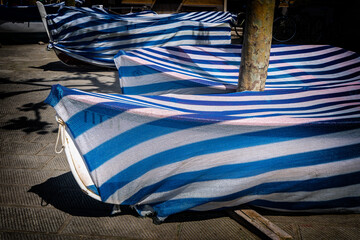 Sticker - Small boats in the streets of Bonassola, Cinque Terre Italy